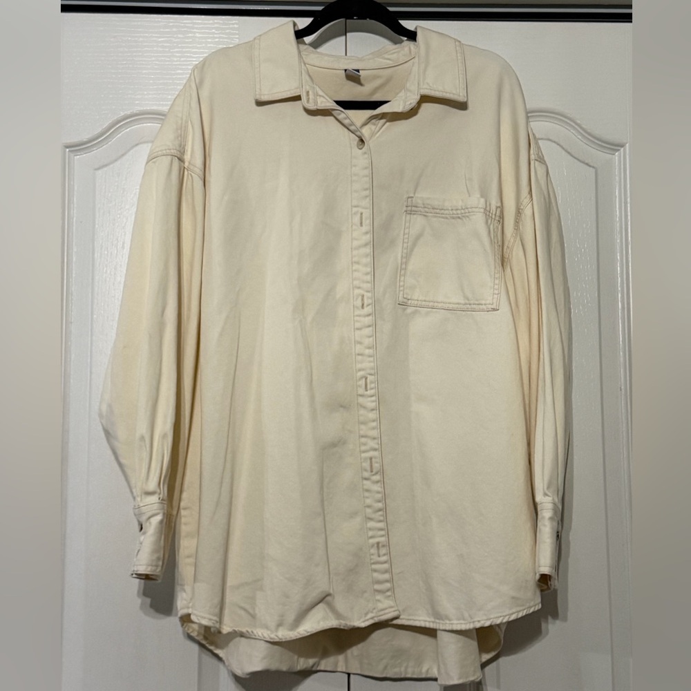NWOT Oversized Cream Button-Up Shirt Jacket OLD navy